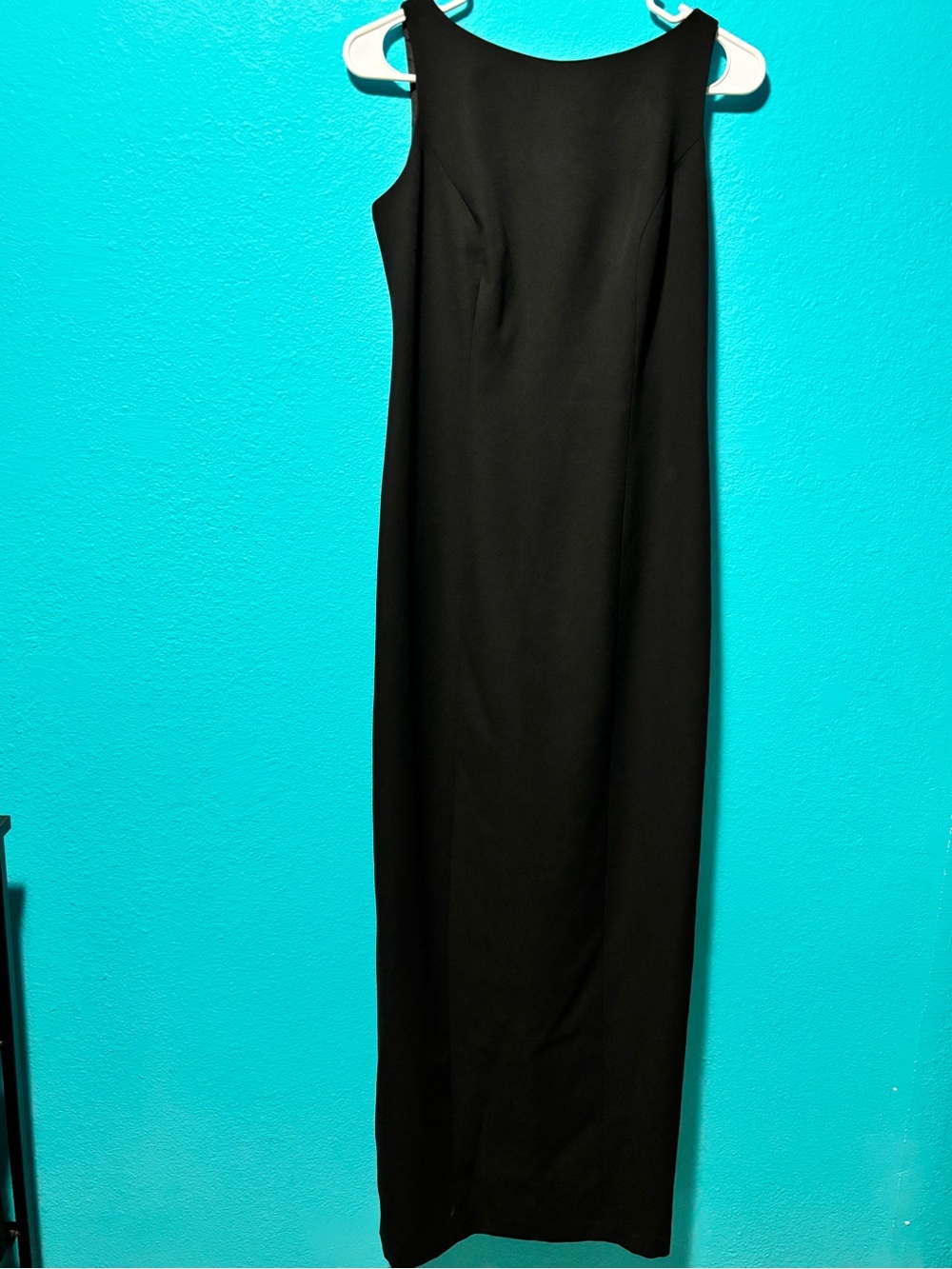 Vintage Black Maxi Sheath Dress Laundry By Shelli Segal Bow In Back. High Slit.